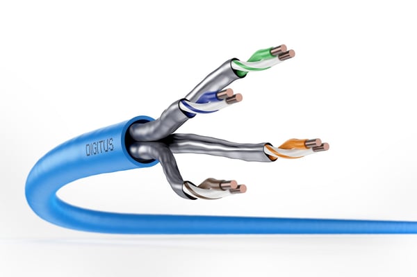 DIGITUS Professional - Installation cable - 500 m - 7.2 mm - U/FTP - simpleks - CAT 6a - IEEE 802.5/IEEE 802.3 - halogenfri, solid - lys blå, RAL 5012