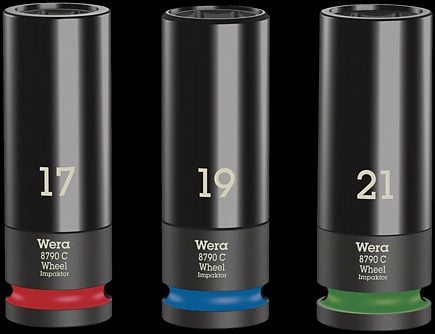 Wera 8790 C Wheel Impaktor - Iskuhylsysarja - 17, 19, 21 mm - 1/2"