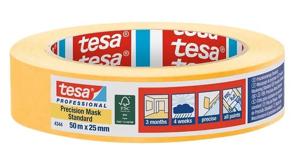 TESA Professional 4344, Allsiding maskeringstejp, papper, Orange, Metall, Plast, Gummi, Trä, Universal, Universal