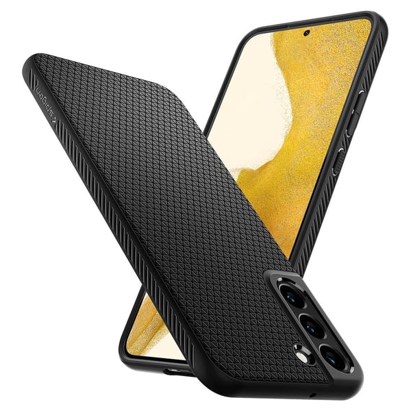 Spigen Liquid Air - Baksidesskydd för mobiltelefon - termoplastisk polyuretan (TPU) - mattsvart - för Samsung Galaxy S22