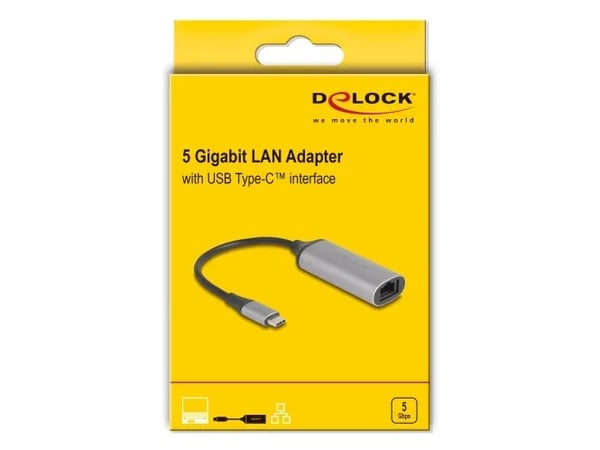 DeLOCK 81570 USB-C nettverksadapter, 5 Gigabit LAN, RJ45
