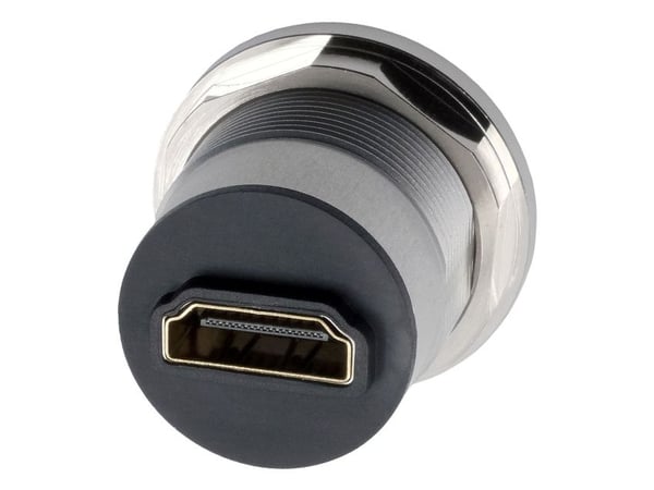 Sovitin asennus HDMI-pistorasia->pistorasia pyöreä, metallia