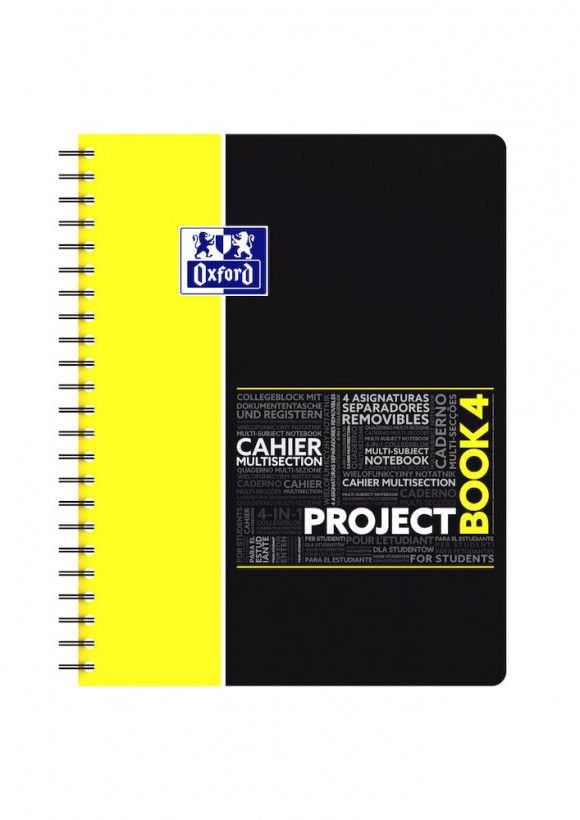Oxford Studentprojektbok A4+, rutad - finns i blandade färger