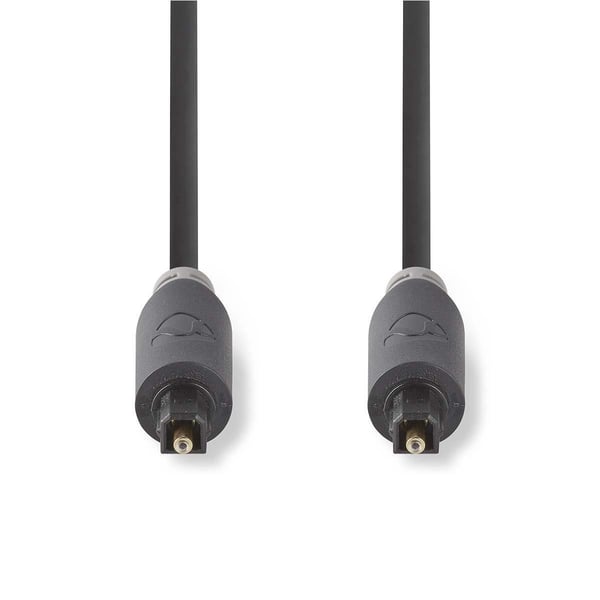 Nedis - Digial audiokabel (optisk) - TOSLINK hane till TOSLINK hane - 1 m - antracit - rund