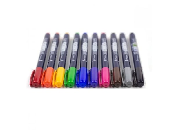 Tombow Brush penna Fudenosuke hard ass. färger (10 st.)