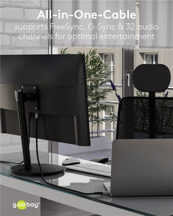 Goobay 75685, 2 m, DisplayPort, DisplayPort, Hankjønn, Hankjønn, 10240 x 4320 piksler