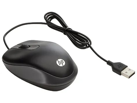 HP USB Travel Mouse, Molempikätinen, Optinen, USB A-tyyppi, 1000 DPI, Musta