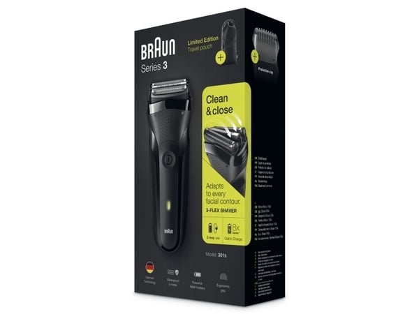 Braun Series 3 301s, Folie parranajokone, 2 SensoFoil, lajittelu, LED, akku, Nikkelimetallihydrid (NiMH)