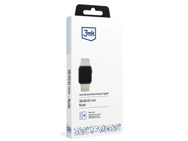 3MK 5903108565646, Kellon hihna, Apple, Watch series 1/2/3/4/5/6/7/8/9/SE/Ultra, Silikoni, Ruostumaton teräs, Valkoinen, 38/40/41 mm