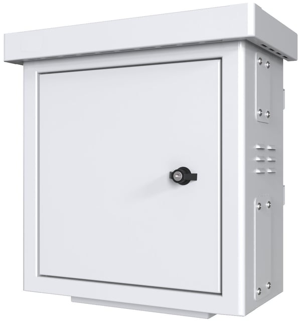 Lanview by Logon - Camera surveillance cabinet - mini radius, for 4 cameras - med 2 kjølevifter, termostat - stangmonterbar - hvit, RAL 7035