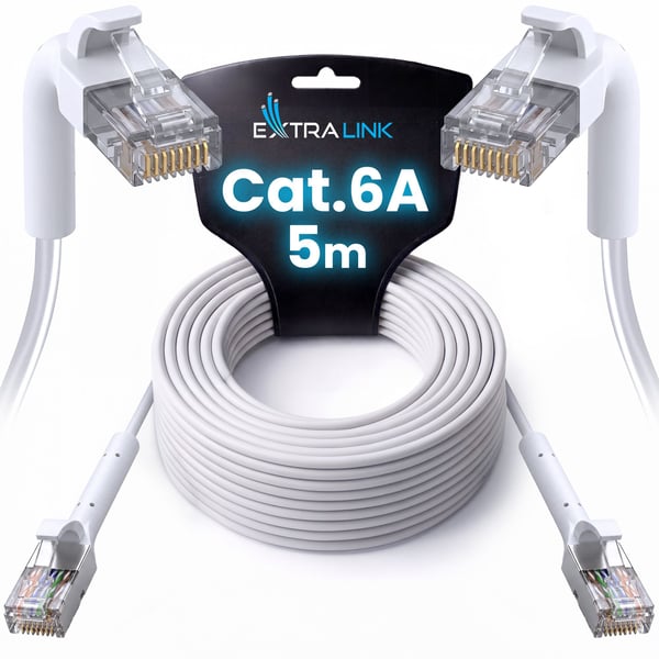 Extralink Cat.6A U/FTP 5m 1Gbps Hvit | LAN Patchcord | Kobber Twisted-pair nettverkskabel, ødelagt spiss