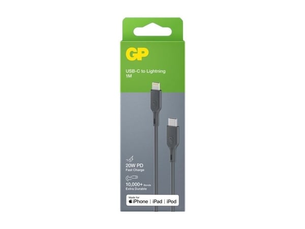 GP Batteries CL1P, 1 m, Lightning, USB C, Hankoppling, Hankoppling, Grå