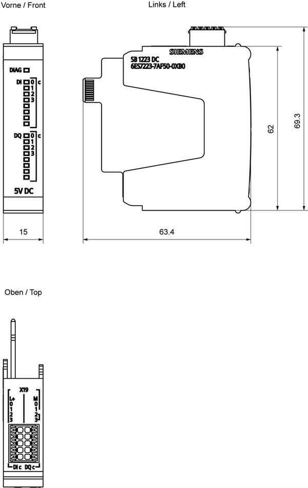 Siemens 6ES7223-7AF50-0XB0, 4.25-6 V, CE, RoHS, REACH, 62 mm, 34 mm, 82 mm, 79 mm