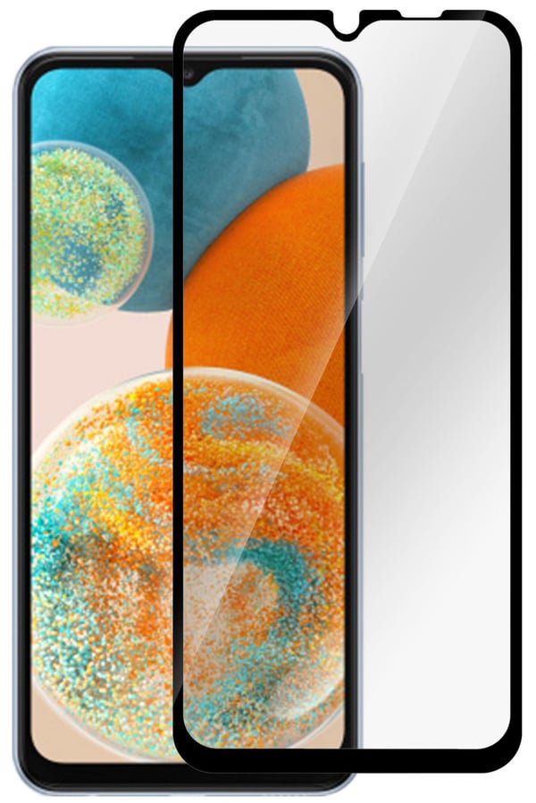 eSTUFF Titan Shield - Skjermbeskyttelse for mobiltelefon - full deksel - glass - rammefarge svart - for Samsung Galaxy A23, A23 5G