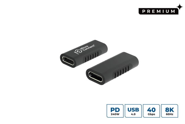 MicroConnect - USB-adapter - USB-C (hunn) til USB-C (hunn) - USB 3.2 Gen 2 - USB Power Delivery (100 W), 4K 60Hz støtte - svart
