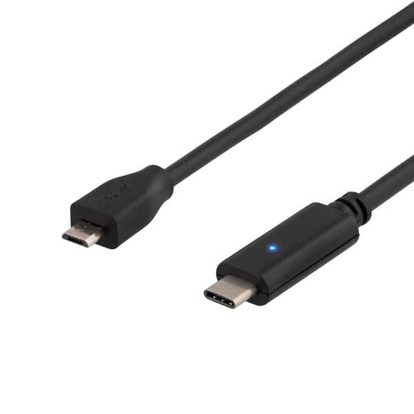 DELTACO USBC-1023 - USB-kabel - USB-C (hane) till mikro-USB typ B (hane) - USB 2.0 - 50 cm - reversibel C-kontakt - svart