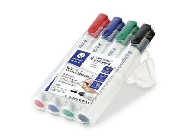 Staedtler Lumocolor , 4 kpl, Musta, Sininen, Vihreä, Punainen, Pyöreä pää, Monivärinen, Polypropeeni (PP), 2 mm