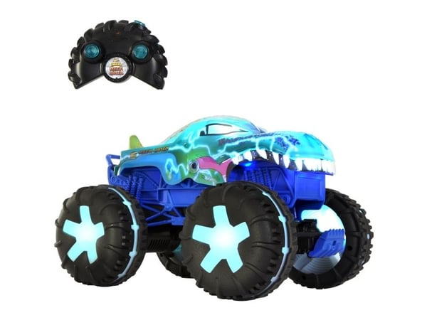 Hot Wheels Monster Trucks Mega-Wrex Alive, paristoilla toimiva kauko-ohjattava ajoneuvo mittakaavassa 1:15, interaktiiviset valot ja äänet, Ajoneuv...