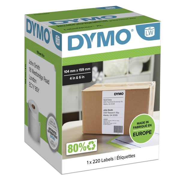 DYMO LW - Erittäin suuret postitustarrat - 104 x 159 mm - S0904980, Valkoinen, Itse kiinnittyvä tulostintarra, Paperi, Kiinteä, Suorakulmio, LabelW...