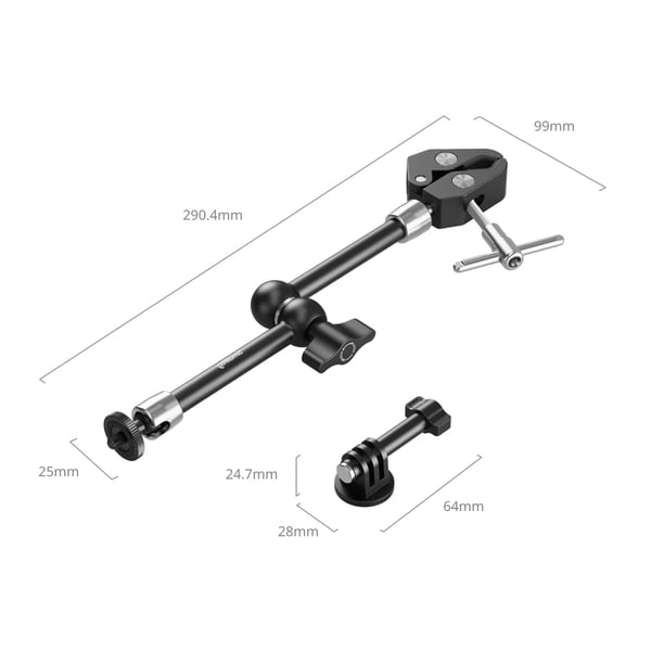 SmallRig 5605, Kiinnityspuristin, musta, Ruostumaton teräs, Alumiini, 1/4-20", 85,6 mm, 23,3 mm