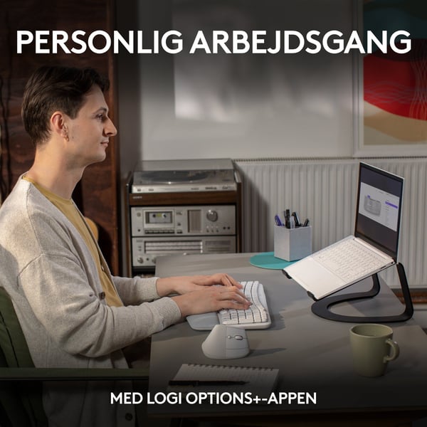 Logitech Ergo Series - Tastatur - med polstret håndleddstøtte - trådløs - Bluetooth LE - QWERTY - elfenbenshvit