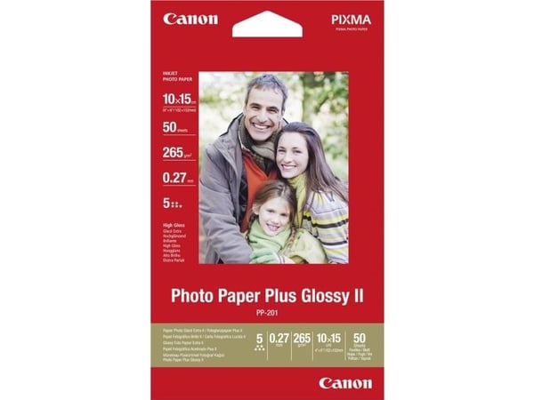 Canon Photo Paper Plus Glossy II PP-201 - Blank - 100 x 150 mm - 260 g/m² - 50 ark fotopapir - for PIXMA iP2600, iP2700, iX7000, MG2555, MG8250, mi...
