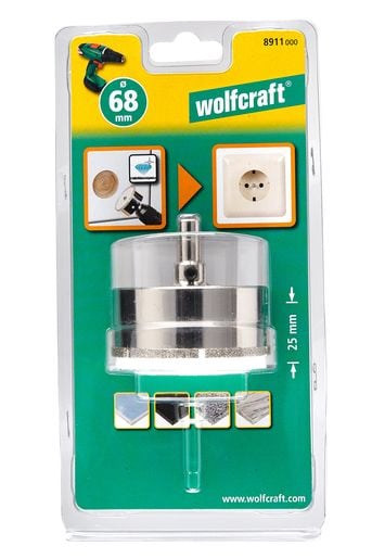 w-fcraft GmbH 8911000, Porakone, Pyöreä leikkuuporanterä, Oikea kierto, 6,8 cm, 25 mm, Keraaminen, Hienokiviaines, Lasitettu laatta, Graniitti, Mar...