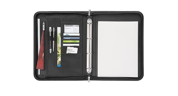 Wedo 58 6001, A4, Läder, Svart, 2 fickor, Visitkort, papper, 275 mm