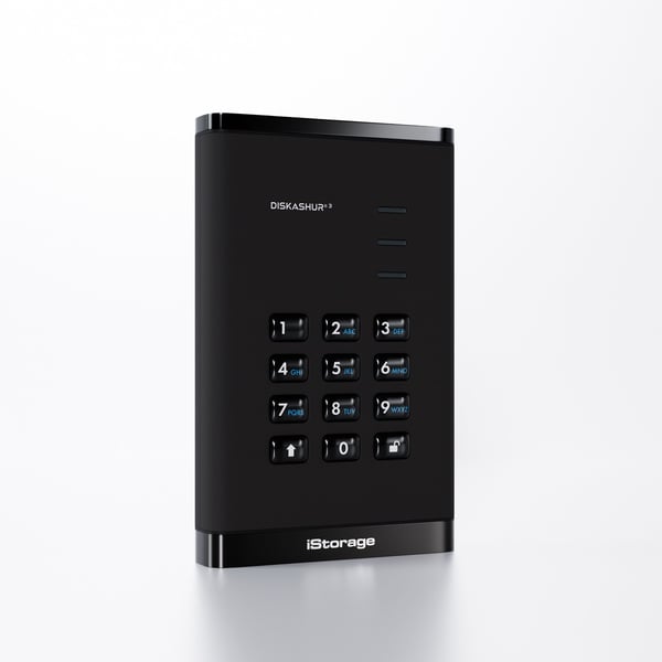 iStorage diskAshur³ - SSD - kryptert - 512 GB - ekstern (bærbar) - USB 3.2 Gen 1 - 256-bit AES-CBC, 256-bit AES-XTS, AES-ECB, FIPS 140-3 Level 3 - ...