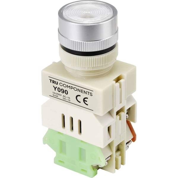 TRU COMPONENTS TC-9219096 Y090 Painike 250 V/AC 5 A 1 x On/(On) Naksahtava valkoinen (Ø) 30 mm 1 kpl 1 kpl