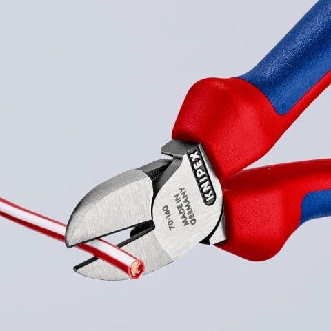 Knipex KP-7002160, Hånd kabelkutter, Blå, Rød, Stål, Blå, Rød, Rustfritt stål, 62 HRC, 4 mm