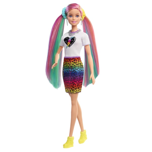 Barbie Totally Hair Leopard Rainbow Hair Doll, Motedukke, Jente, 3 år, Jente, 298 mm, Flerfarget