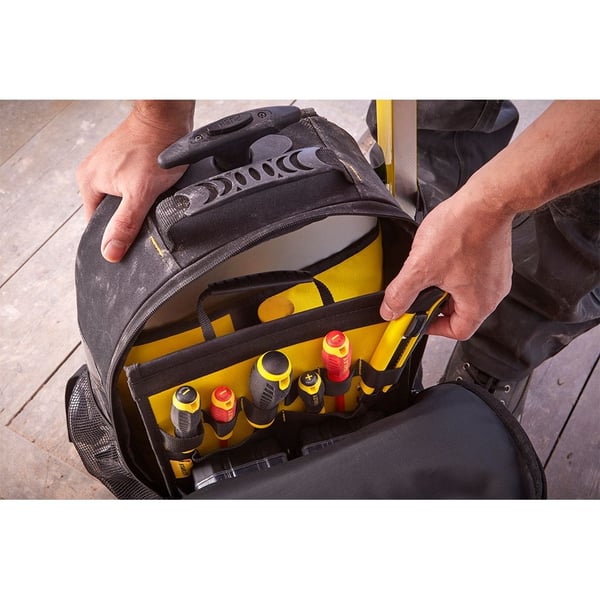 Stanley STST83307-1 Essential-työkalureppu, teleskooppikahva, musta/keltainen