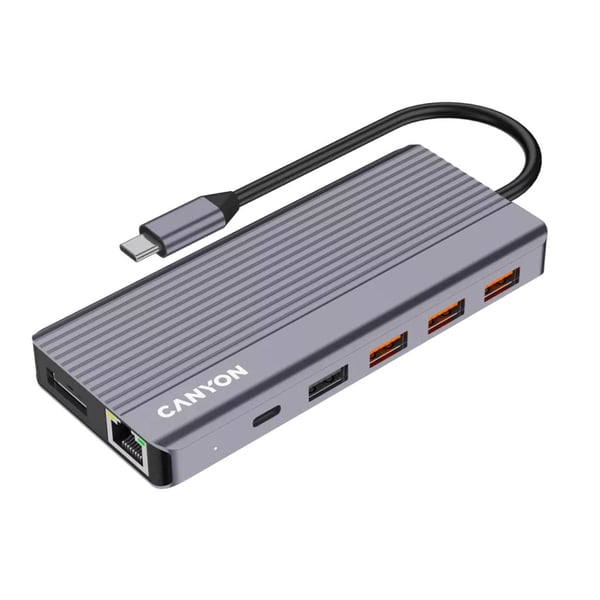 Canyon DS-16, dokkingstasjon med flere porter, 13 porter, 1xUSB-C 100W+3xUSB3.0+1xUSB2.0+2xHDMI+1xskjermport +1xRJ45+1xaudio