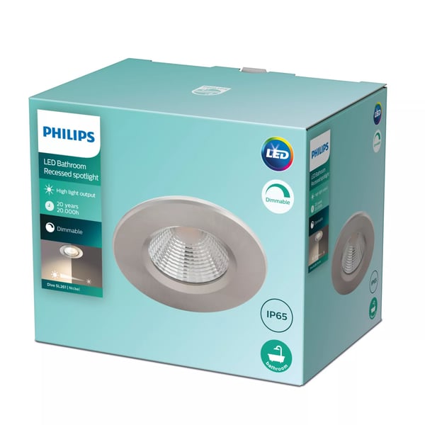 Philips Funktionell Dive infälld lampa, LED, 2700 K, 220-240 V, Nickel