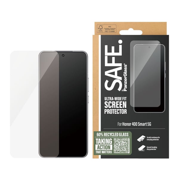 SAFE. by PanzerGlass - Skjermbeskyttelse for mobiltelefon - ultrabred passform - glass - blank - for Honor 400 Smart