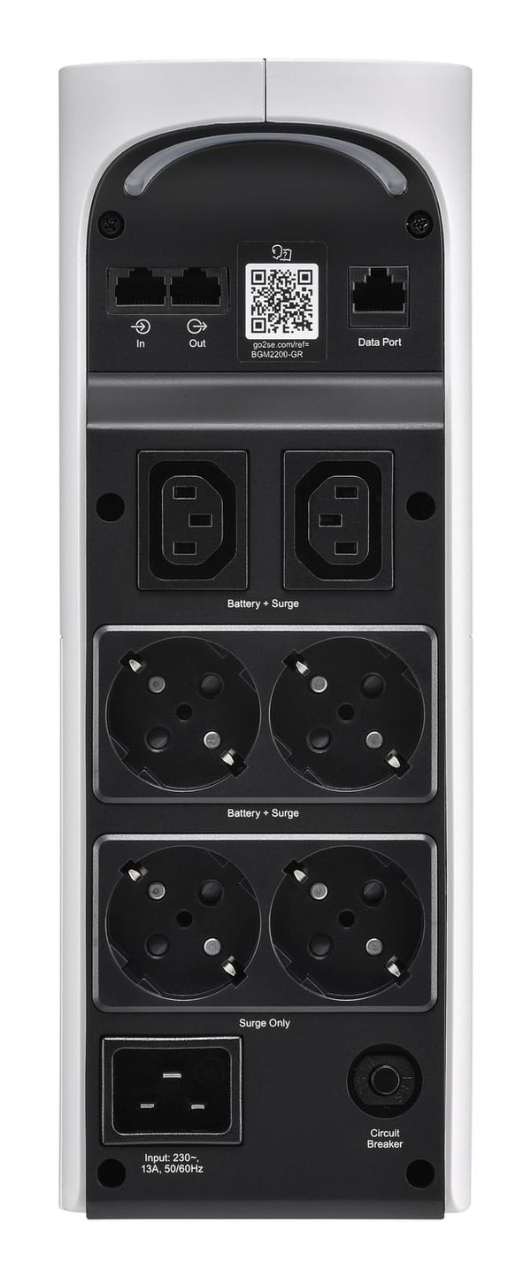 APC Back-UPS Pro Gaming - UPS - torn, RGB-belysning - AC 230 V - 1320 watt - 2200 VA - 1-fas - utgångskontakter: 6 - arctic