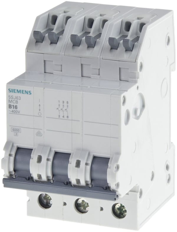 Siemensin katkaisija B16 A 3-napainen pistotulppaliitin (5SJ63166KS)