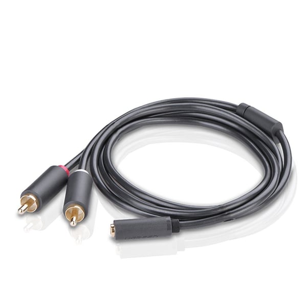 Ugreen 10588, 2 x RCA, Hankjønn, 3.5mm, Hunkjønn, 1 m, Sort