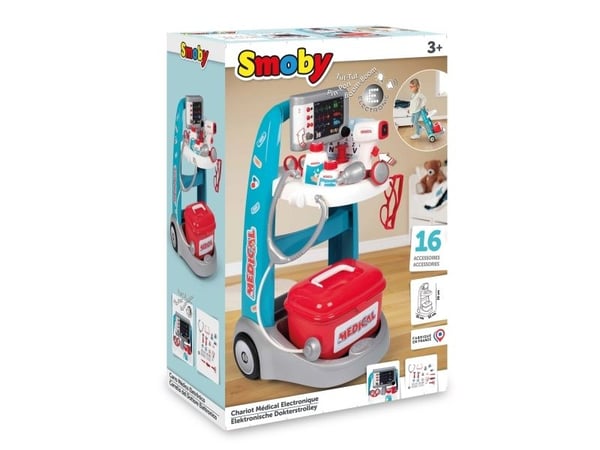 Smoby SMOBY elektroninen lääkintäkärry 16 tarvikkeet