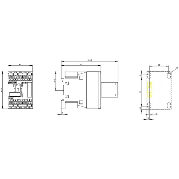 Siemens 3RT2016-2QB41 teho-ohjain, 3 sulkevaa kosketinta, 690 V/AC, 1 kpl, 70 mm, 50 mm, 73,5 mm, 124,5 mm, 335 g, 1 kpl