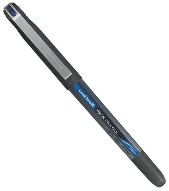 Bic Uni Vision 185 Needle Point Roller blå skrivefarge Micro tube spiss (salg/restparti: pris for 12 stk.)