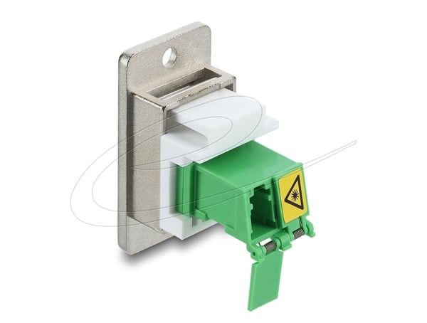 Delock Panelmontage LC Duplex hona till LC Duplex hona med laserskyddsklaff invändigt silver/grön/vit