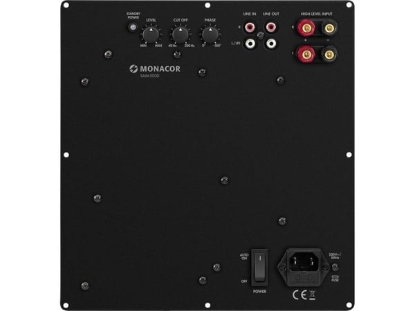 Monacor SAM-500D, 500 W, Aktiv subwoofer, 20 - 200 Hz, 700 W, 22000 ohm (O), Sort