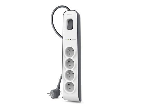 Belkin BSV400ca2M, 525 J, 4 AC-utgångar, Typ E, Svart, Vit, Typ E, 2 m