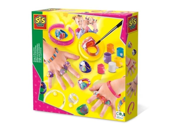 SES Creative Rings and Bracelets, Kit för tillverkning av smycken för barn, 6 År, Multifärg, 1 styck
