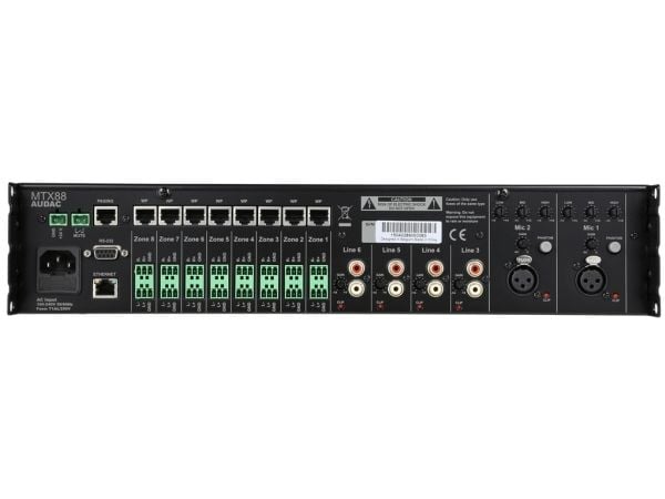 AUDAC MTX88, 80 dB, -85 dB, 20 - 20000 Hz, 100-240 V, 50-60 Hz, 24 V