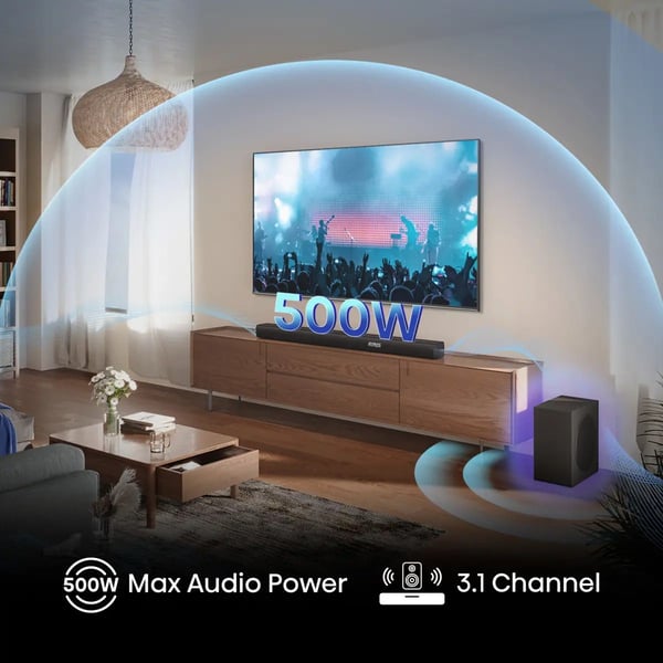 Hisense AX3100Q lydplanke 3.1 kanaler 500 W trådløs subwoofer, svart