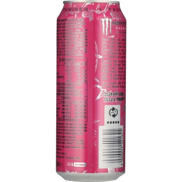 Monster Energy Ultra Rosa 50 cl burk Zero Sugar - (24 st) inkl. pant