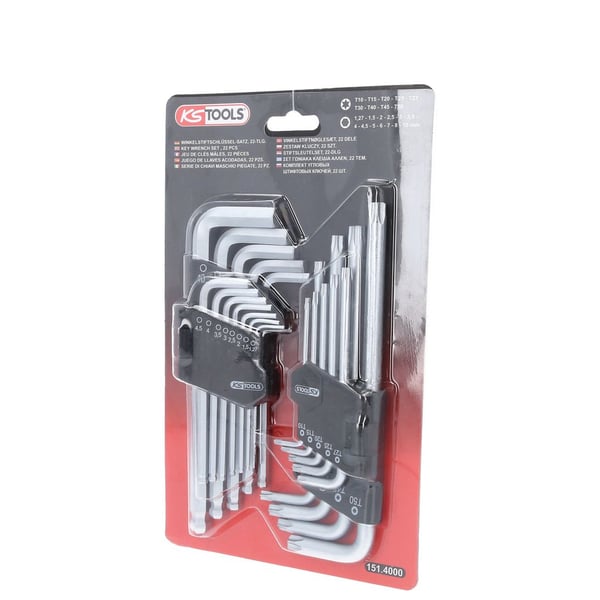 L-avaimen kuusiokolo ja Torx-sarja, 22 kpl, KS Tools